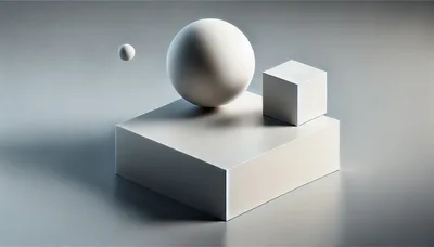 Minimalist 3D Geometric Shapes On A Grey Surface