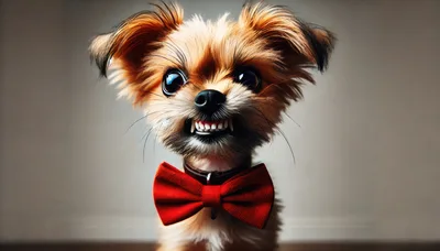 Small Dog Wearing A Red Bow Tie