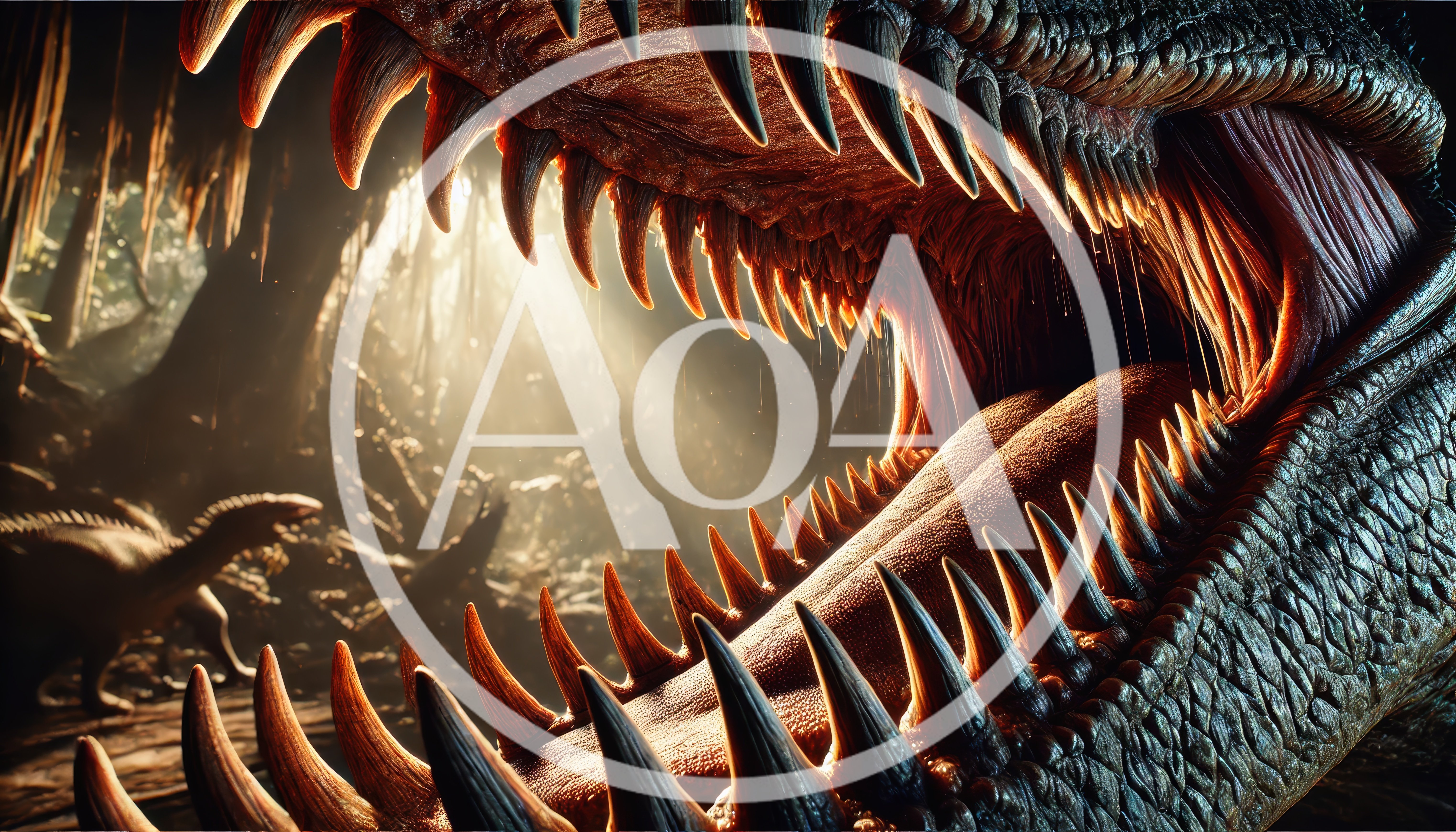 Close Up Of A Dinosaur Maw In A Jungle