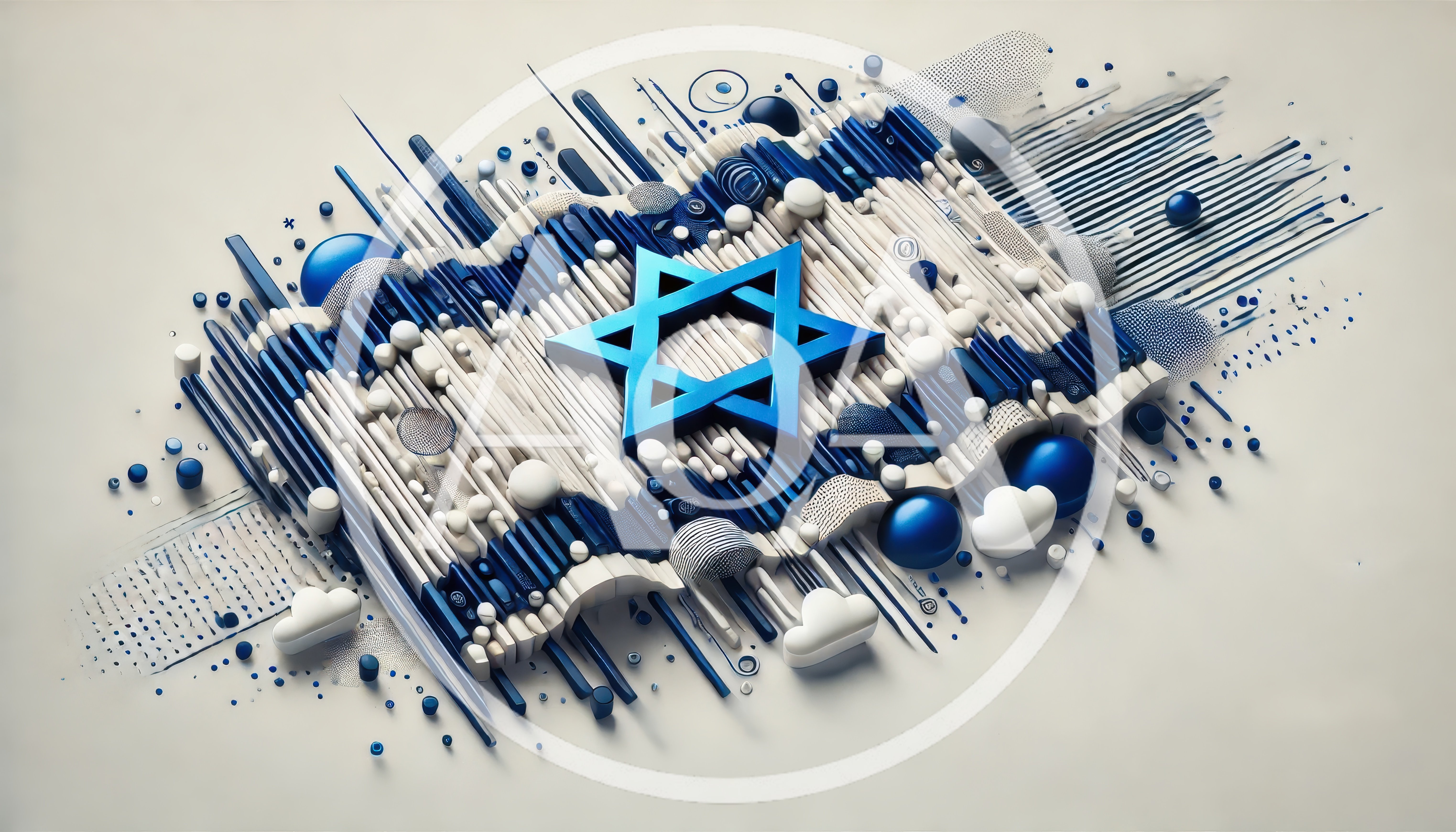 Abstract 3D Render of the Israeli Flag