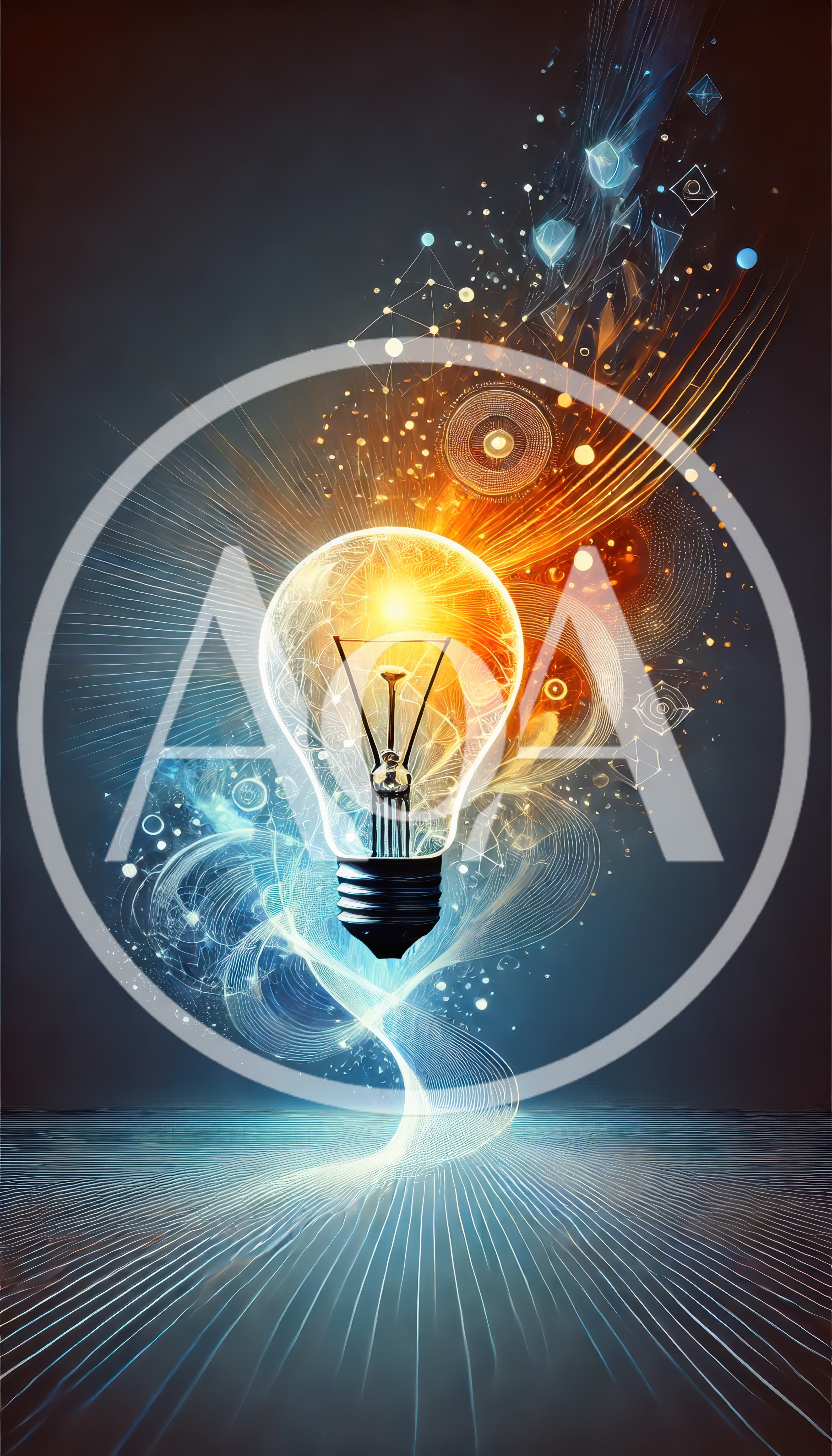 Glowing Light Bulb With Abstract Digital Energy Flow