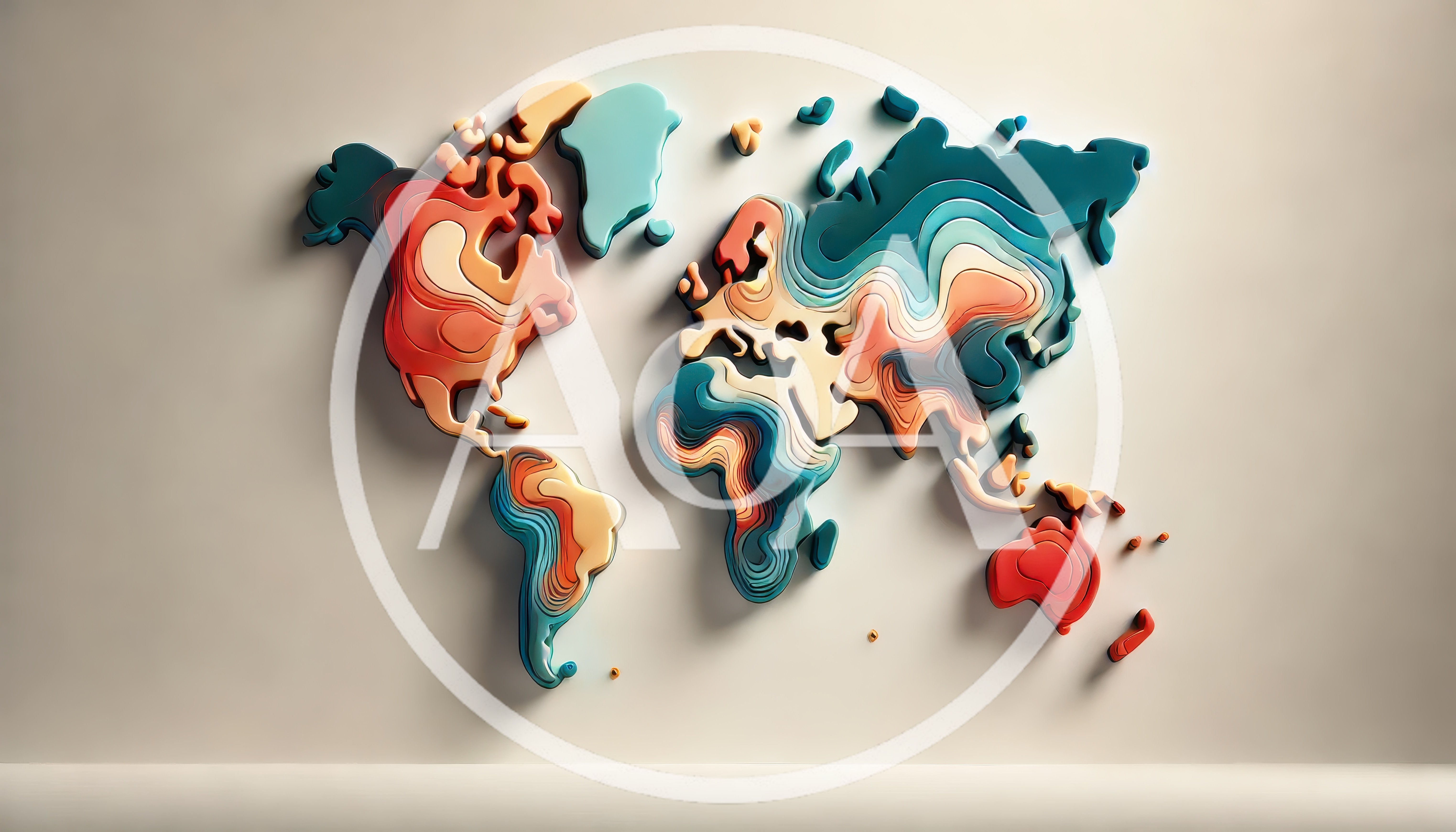 3D Layered Paper Cutout World Map Art