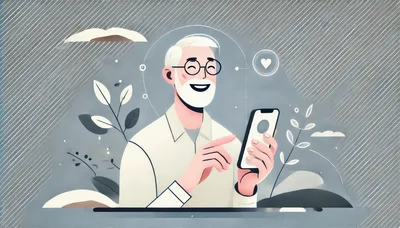 Happy Senior Man Using Smartphone