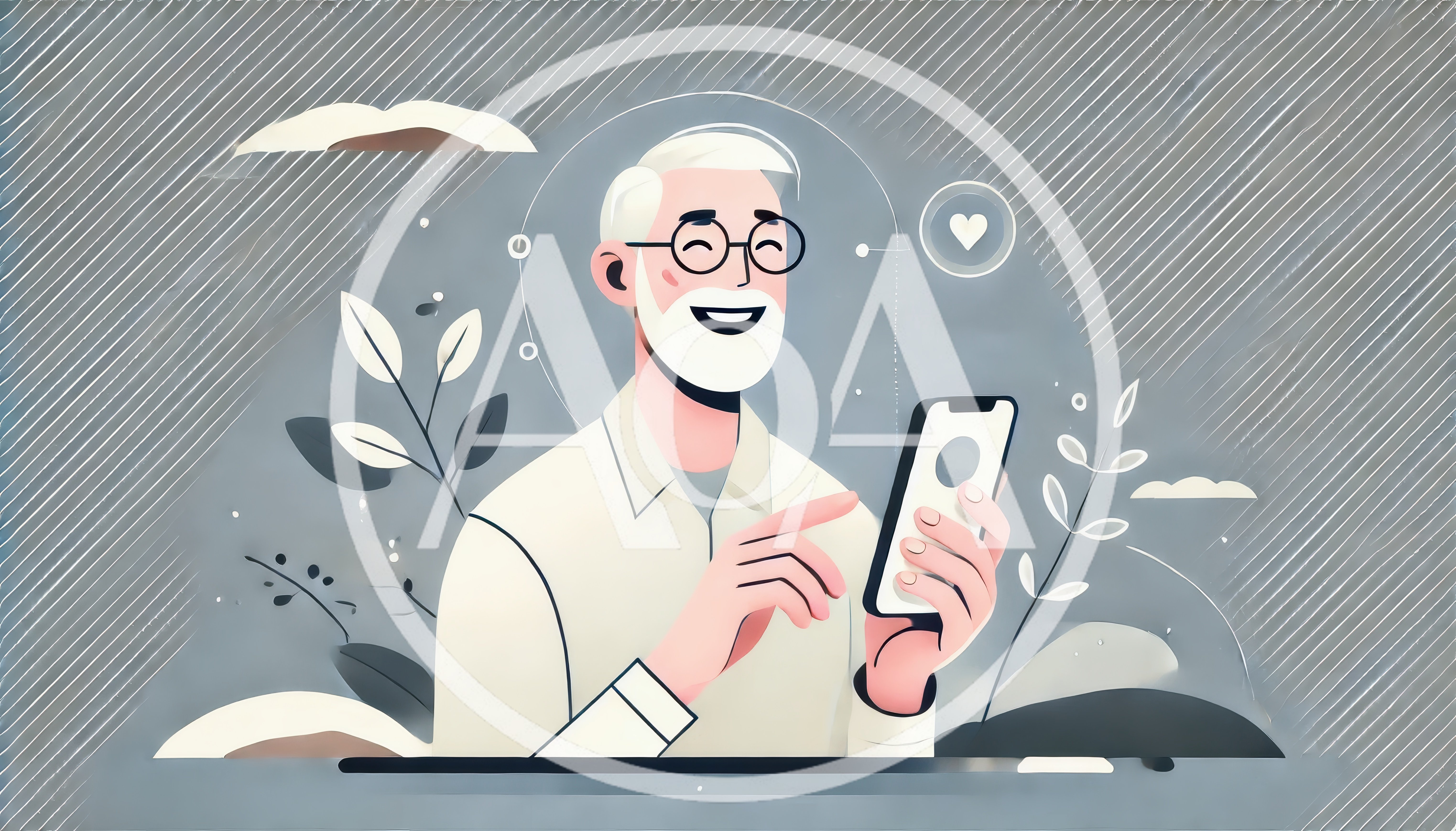Happy Senior Man Using Smartphone