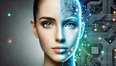 Human And Artificial Intelligence Digital Face Fusion