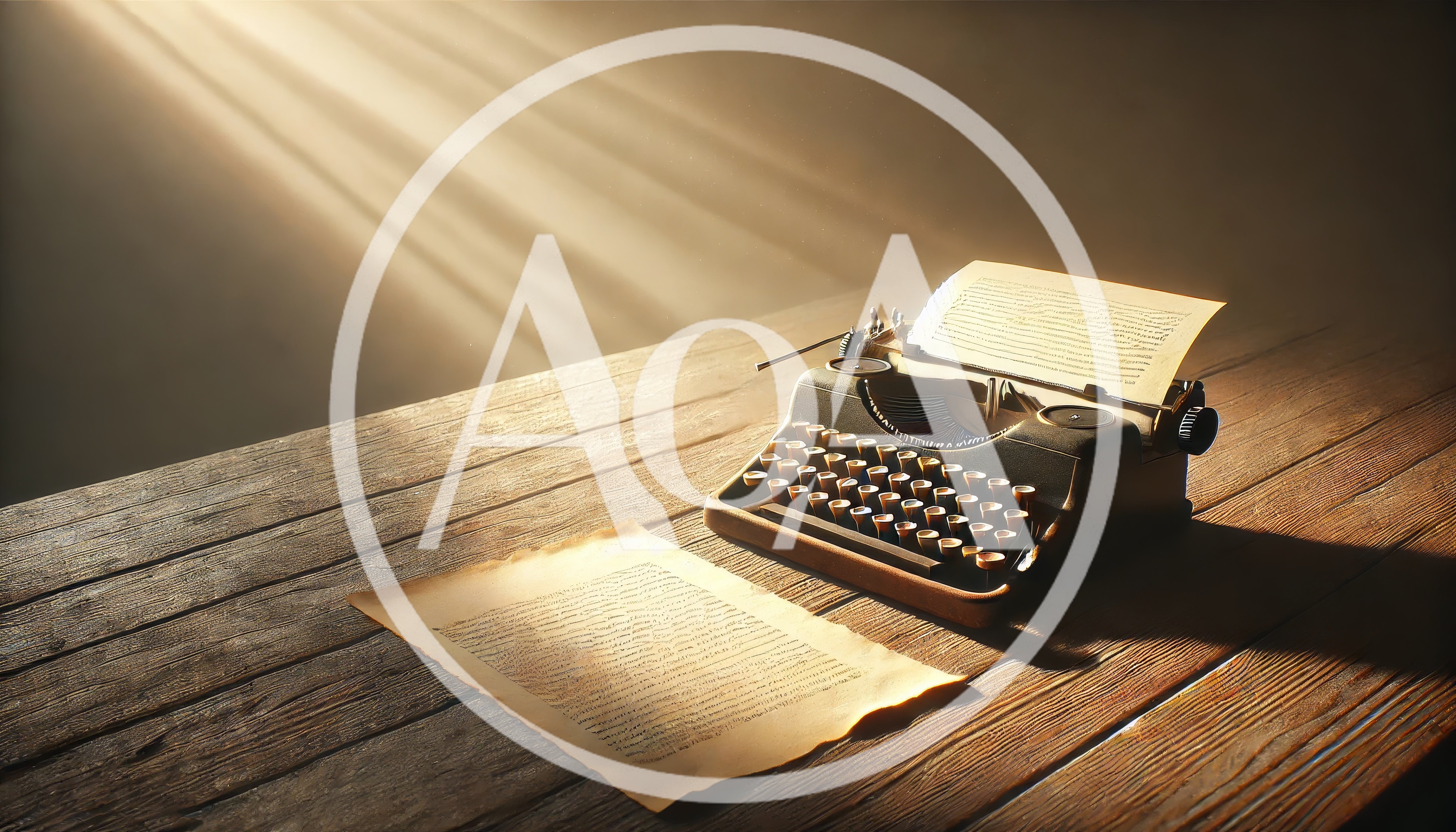 Vintage Typewriter With Paper On A Wooden Desk