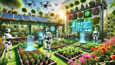 Futuristic Greenhouse With Robots And Drones