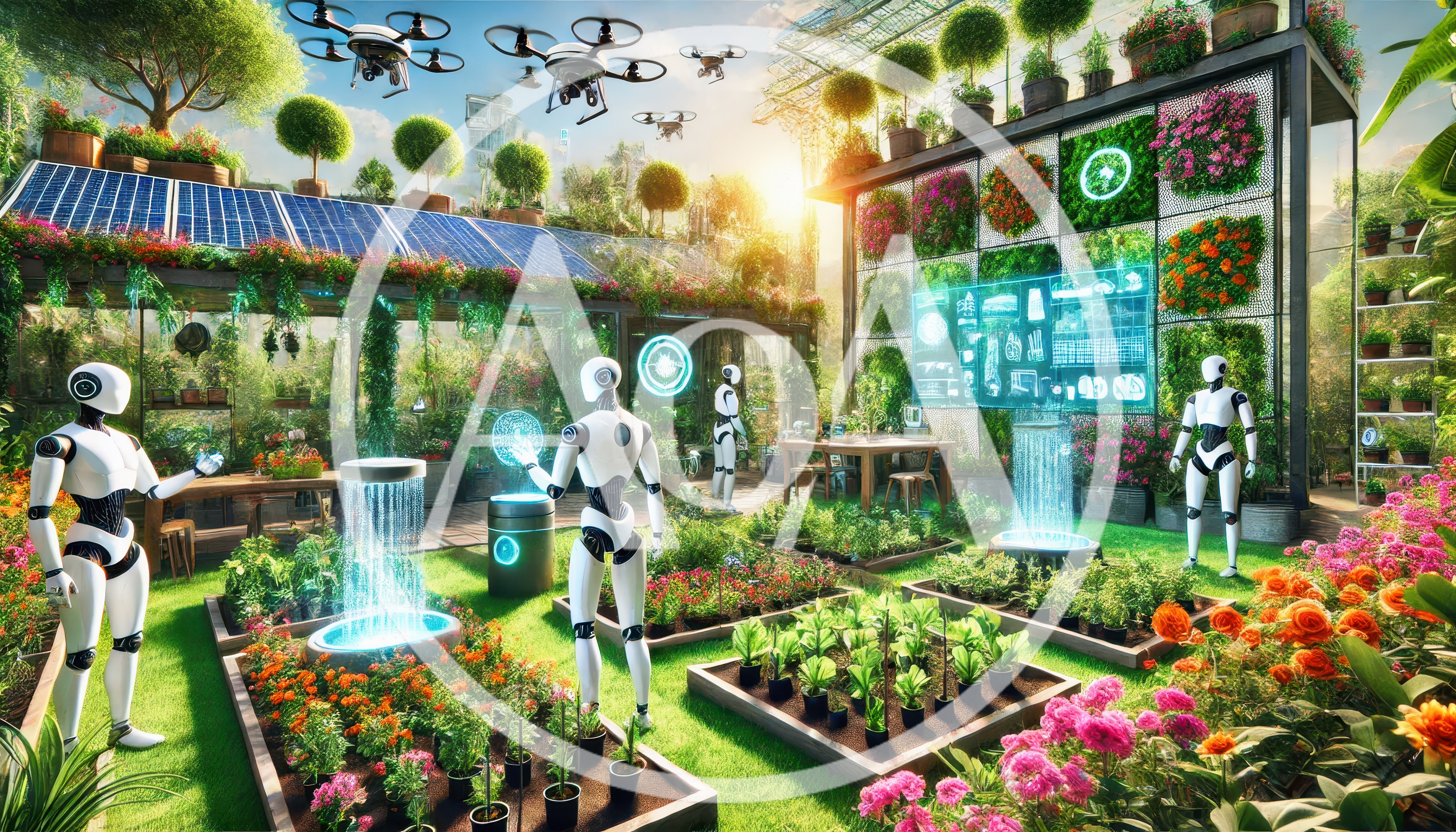 Futuristic Greenhouse With Robots And Drones