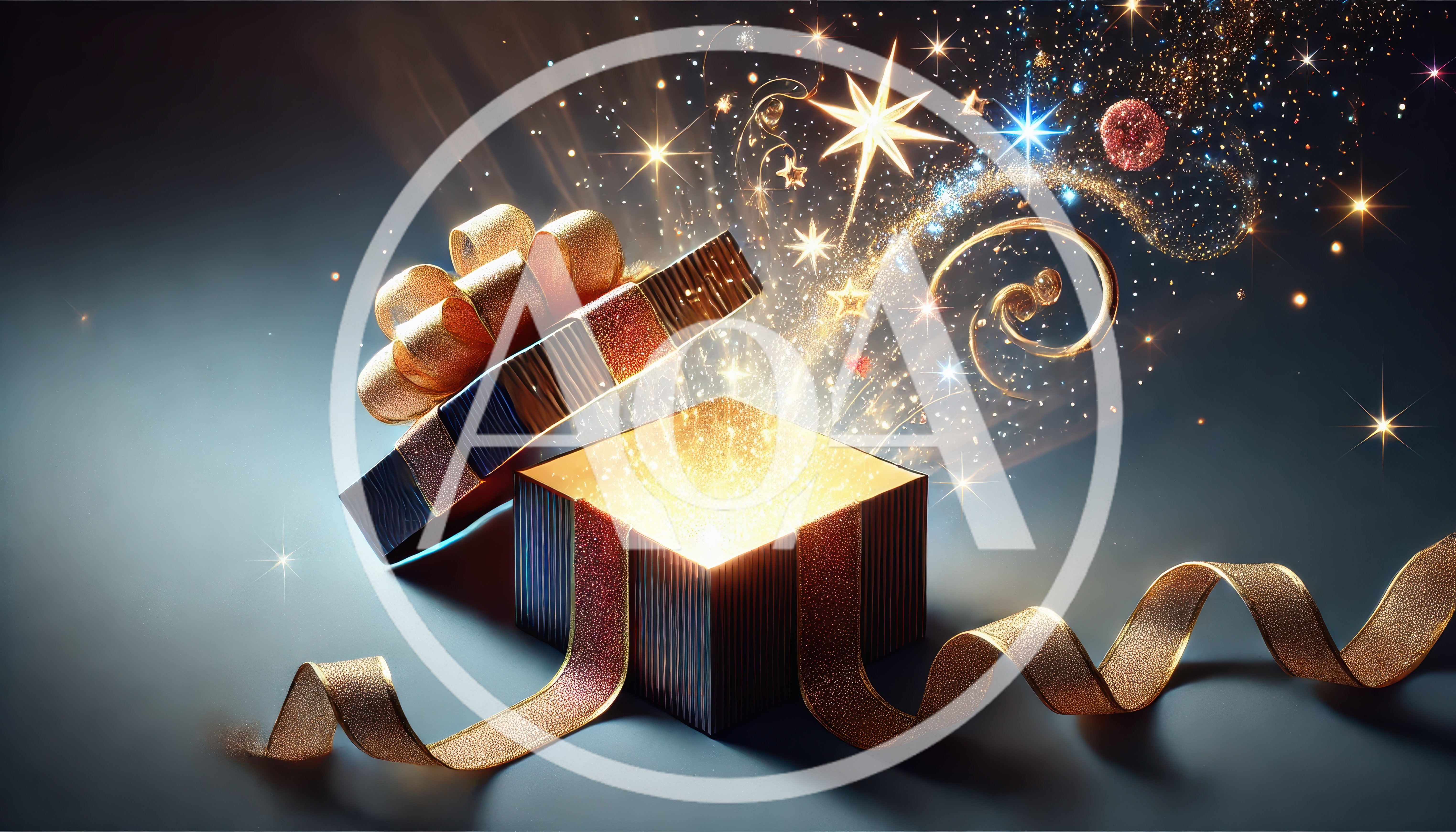 Open Gift Box With Magical Golden Sparkles
