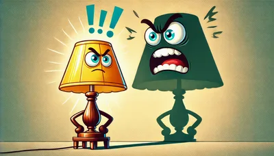 Angry Cartoon Lamp Casting A Menacing Shadow