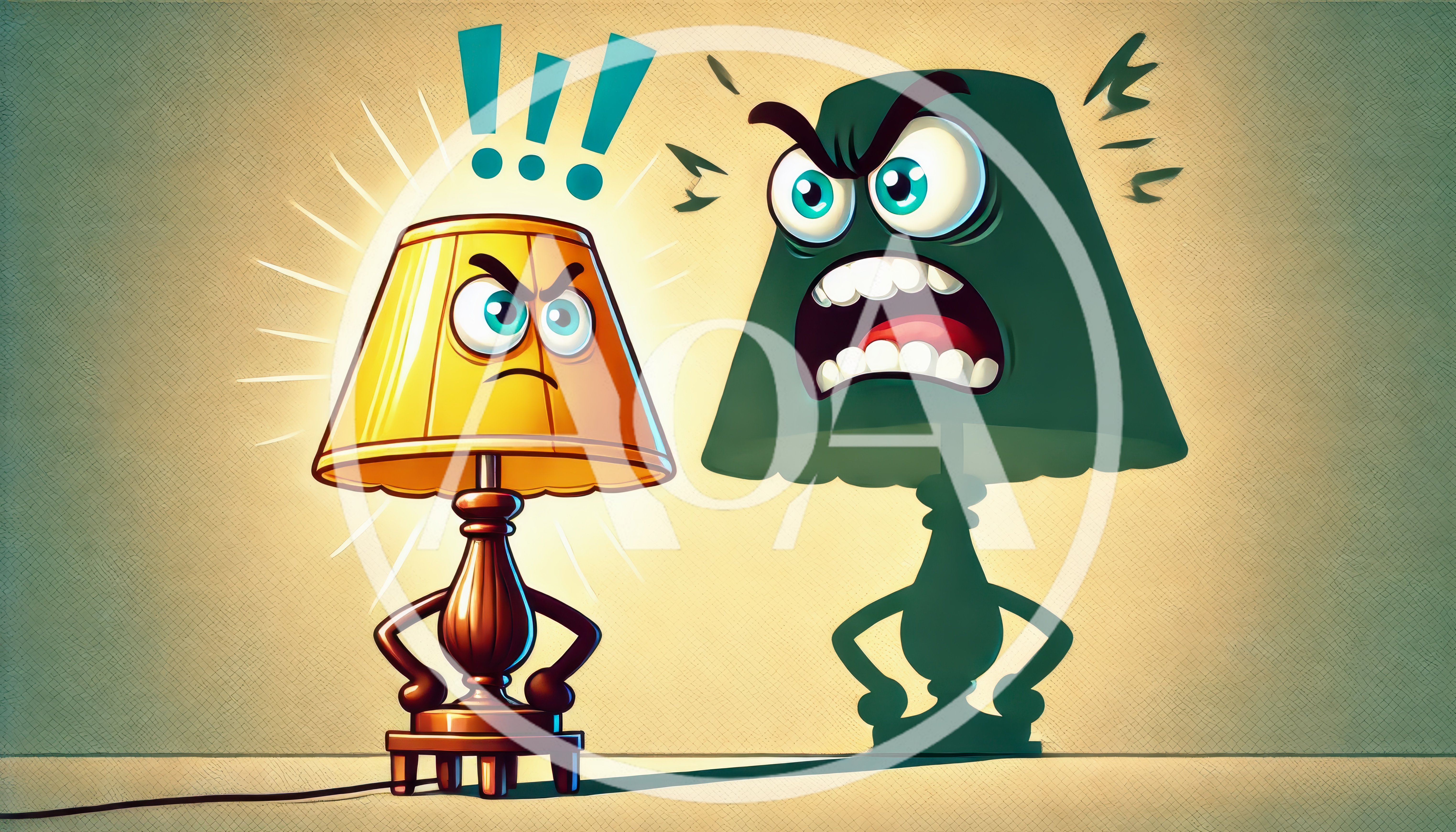 Angry Cartoon Lamp Casting A Menacing Shadow