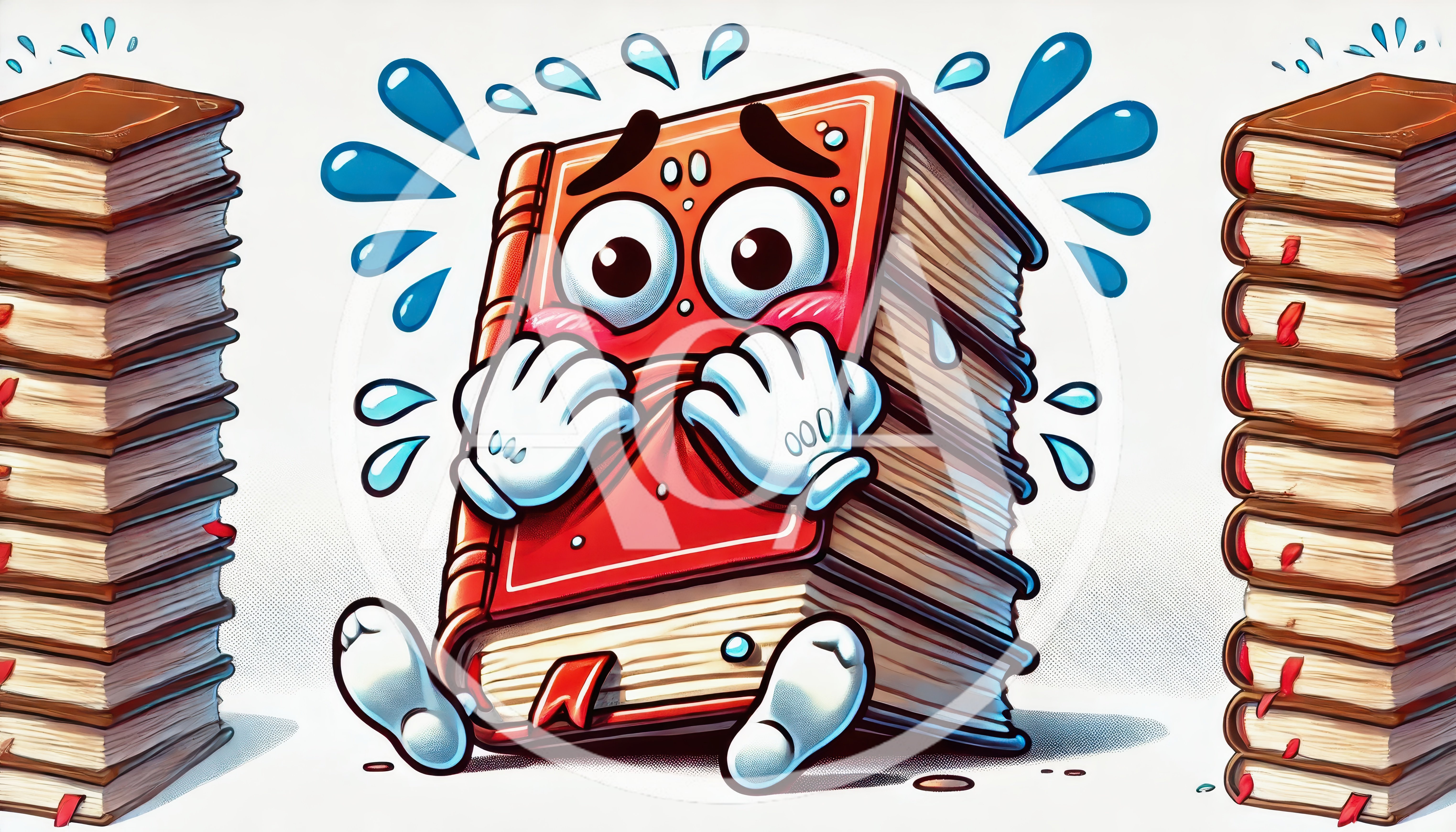 Anxious Anthropomorphic Red Book Character Crying