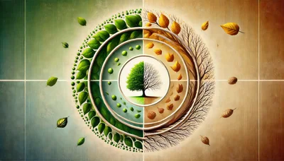 Conceptual Circular Tree Life Cycle Illustration