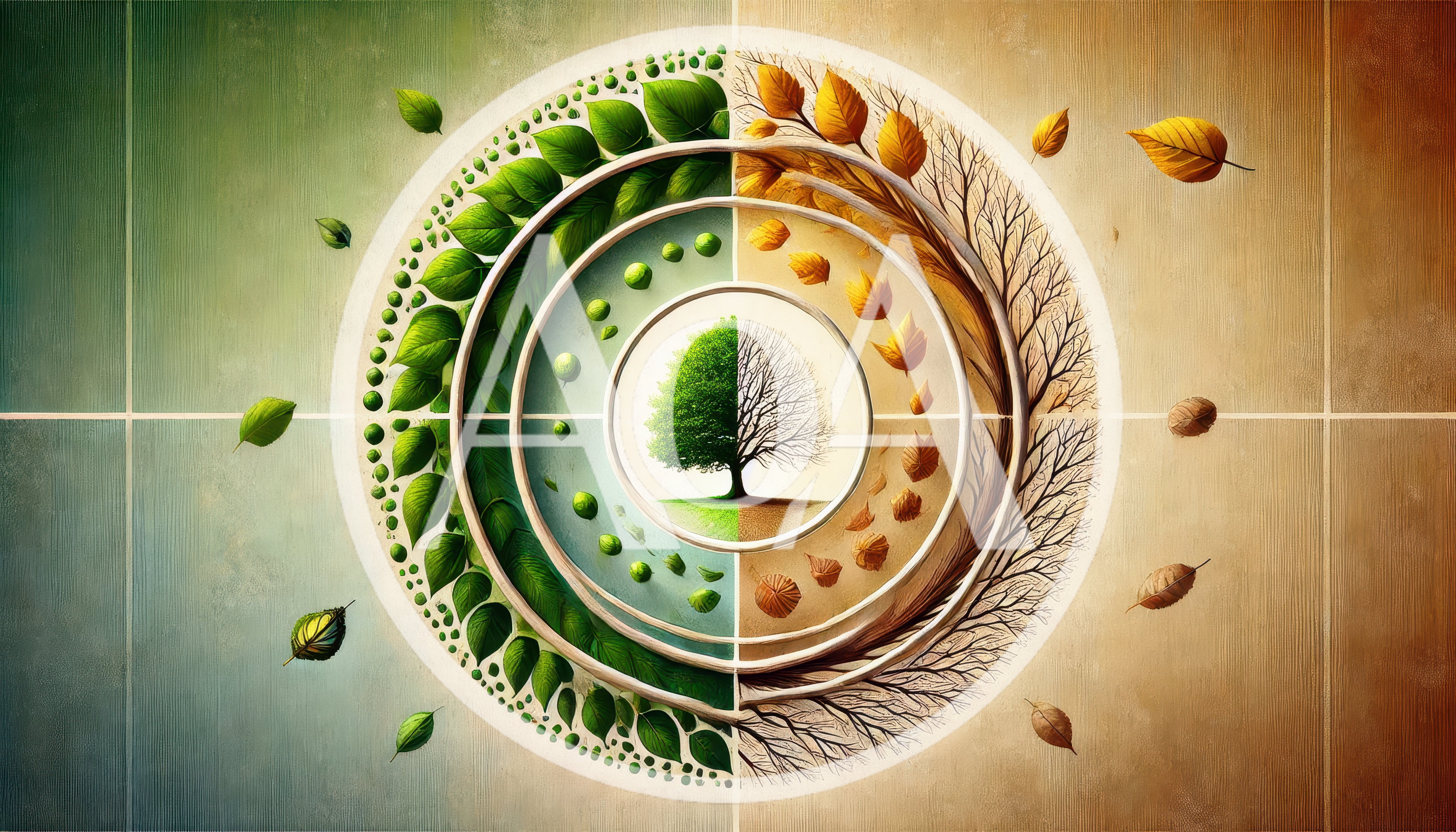 Conceptual Circular Tree Life Cycle Illustration