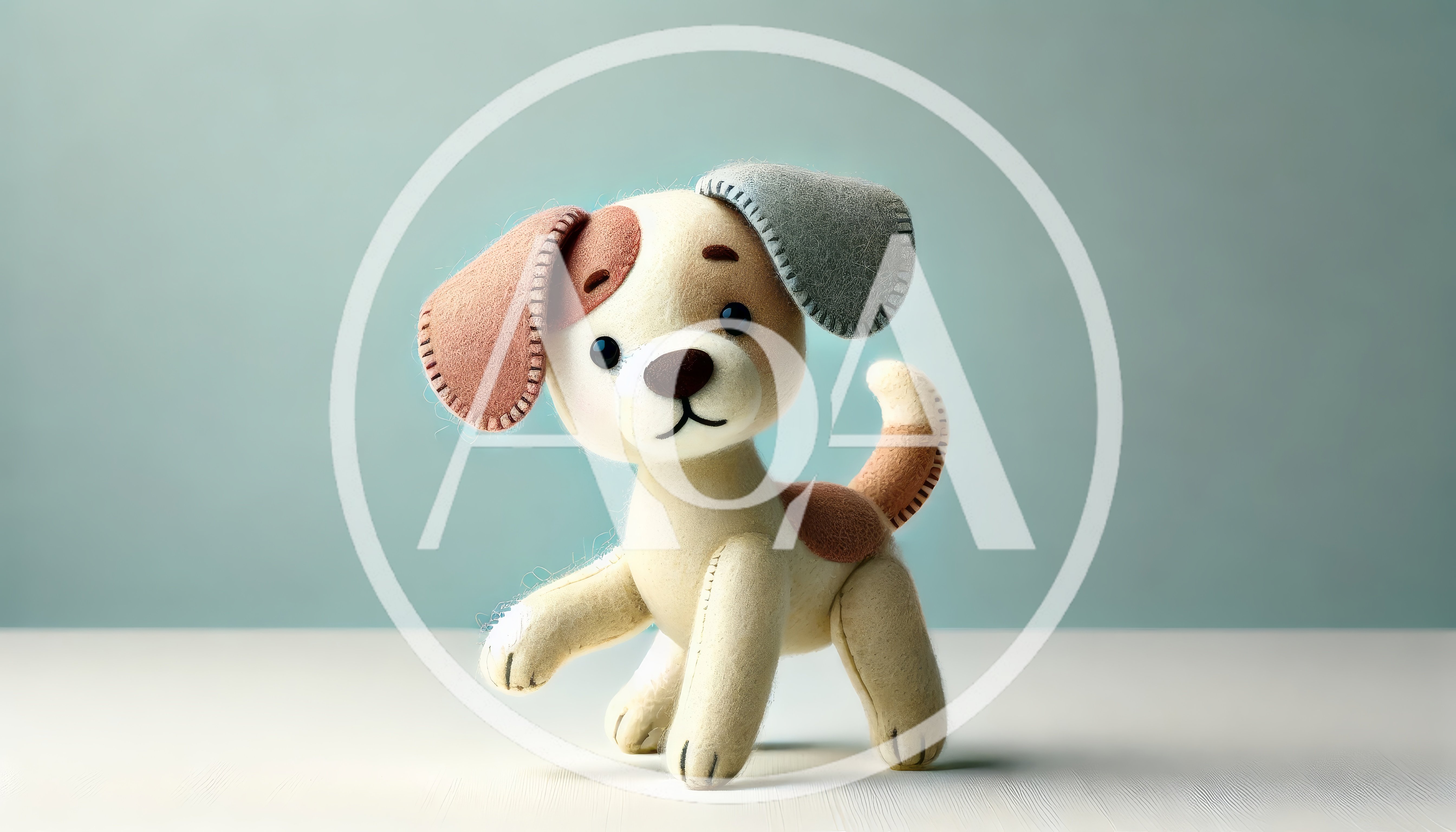 Handmade Felt Puppy Toy Standing On Table