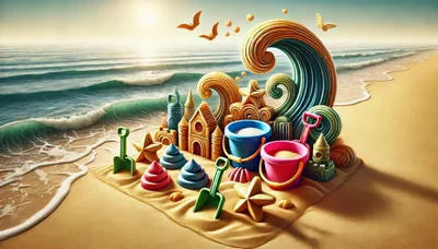 Whimsical Sandcastle Creation On A Sunny Beach