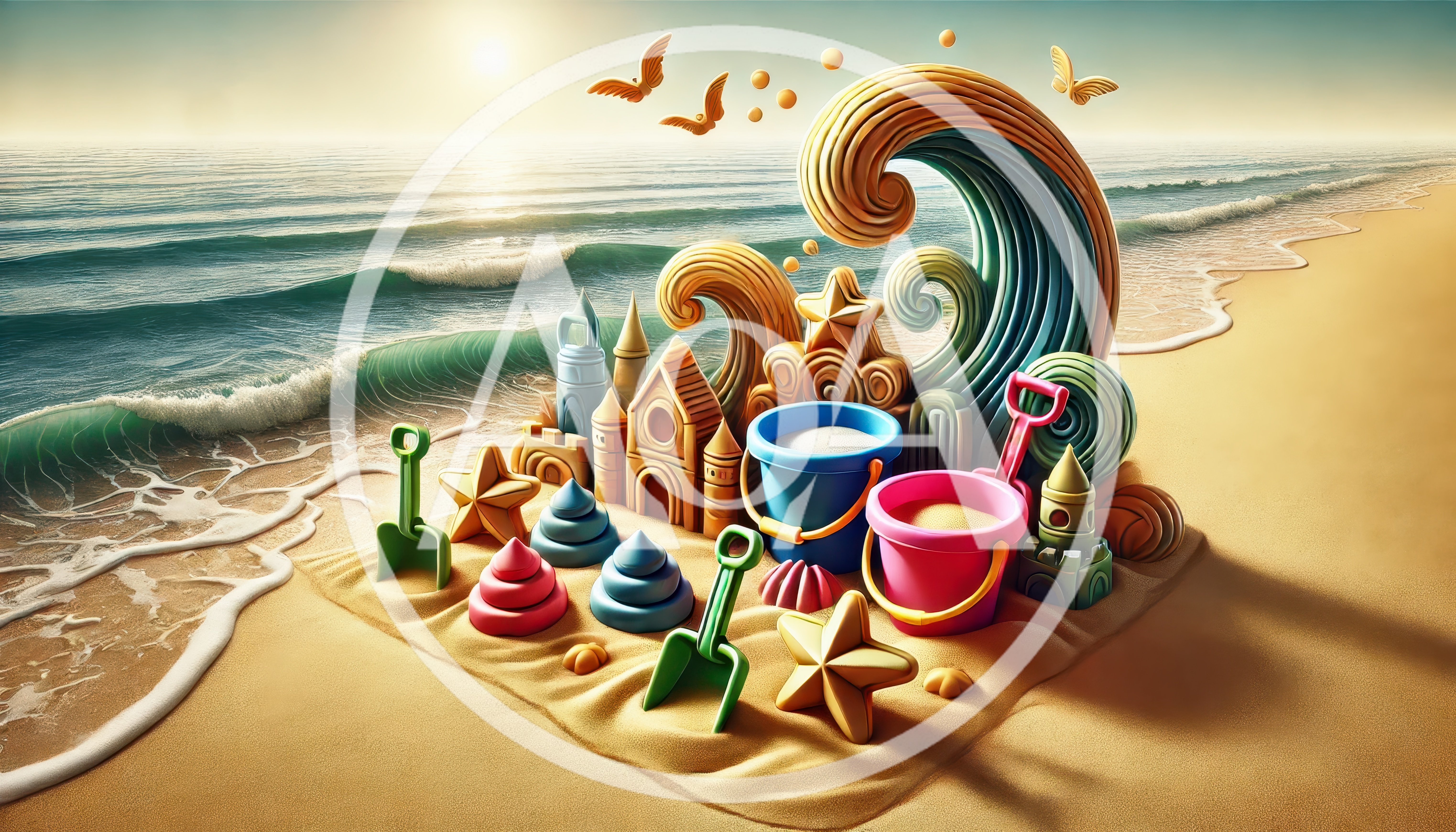 Whimsical Sandcastle Creation On A Sunny Beach