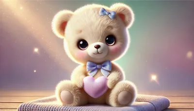 Cute Teddy Bear Holding A Pink Heart