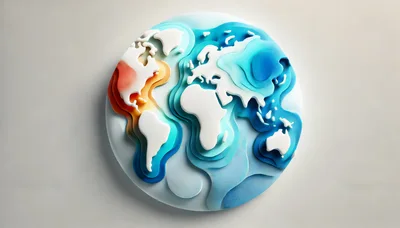 Stylized 3D Paper Cutout World Map Globe