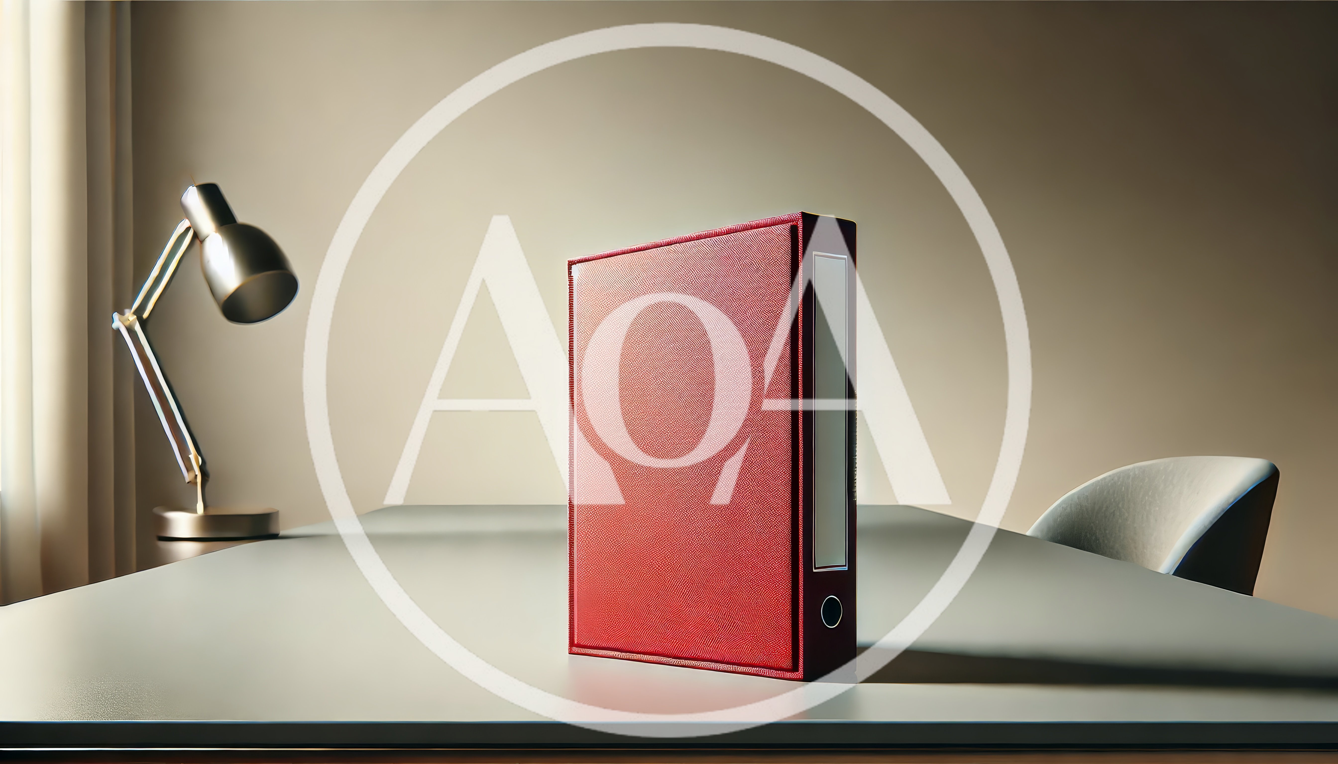 Red Binder Standing On A Minimalist Office Desk