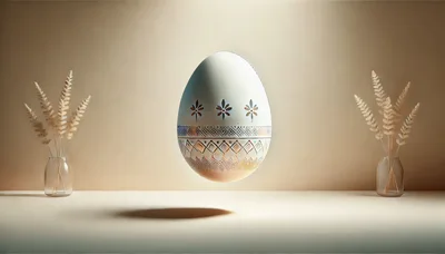 Floating Decorated Easter Egg With Dried Floral Arrangements