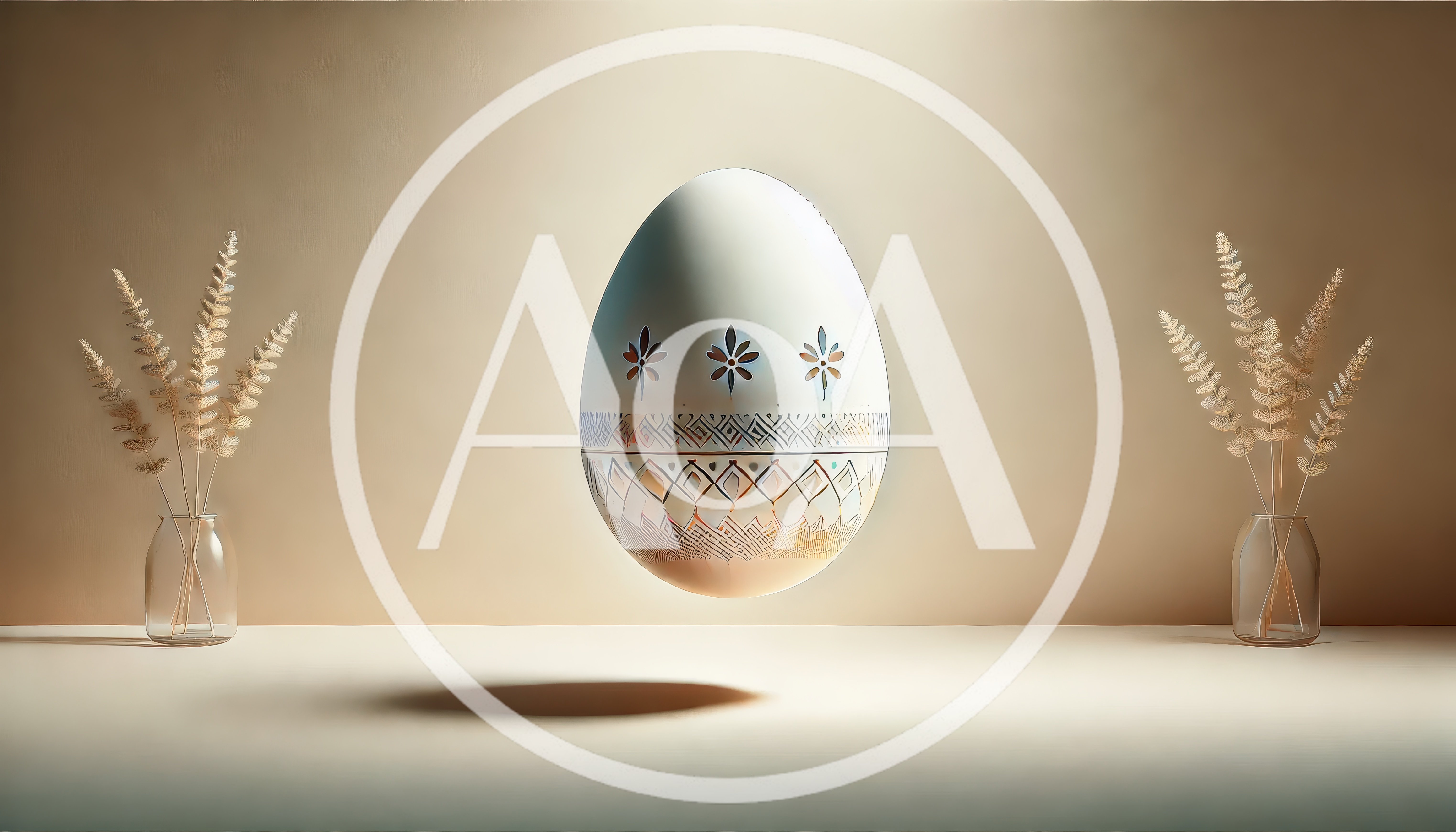Floating Decorated Easter Egg With Dried Floral Arrangements