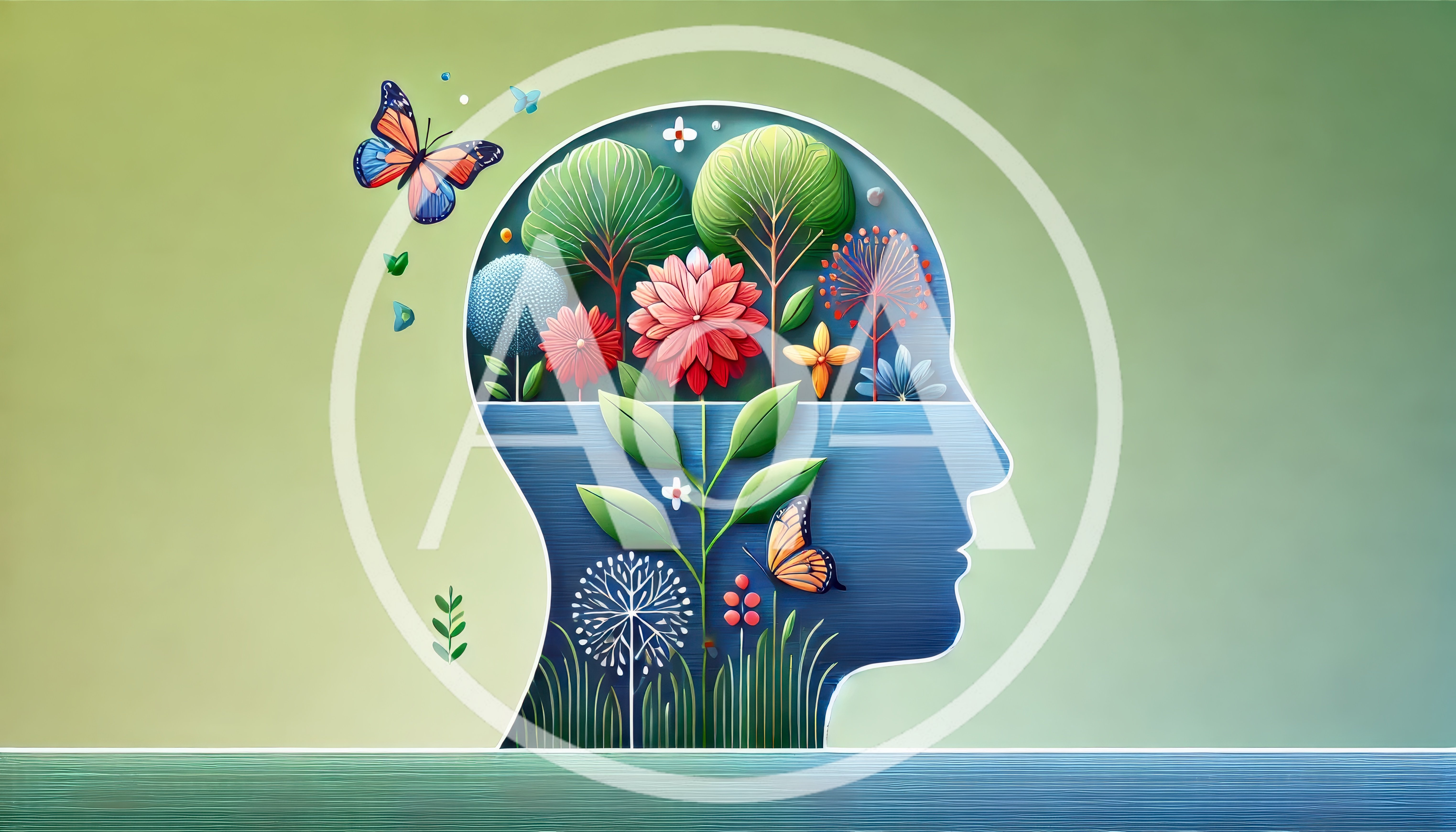 Surreal Human Head Silhouette With Botanical Garden Interior
