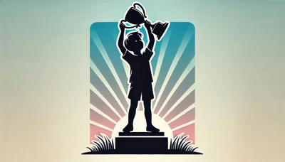 Silhouette Of A Child Holding A Trophy