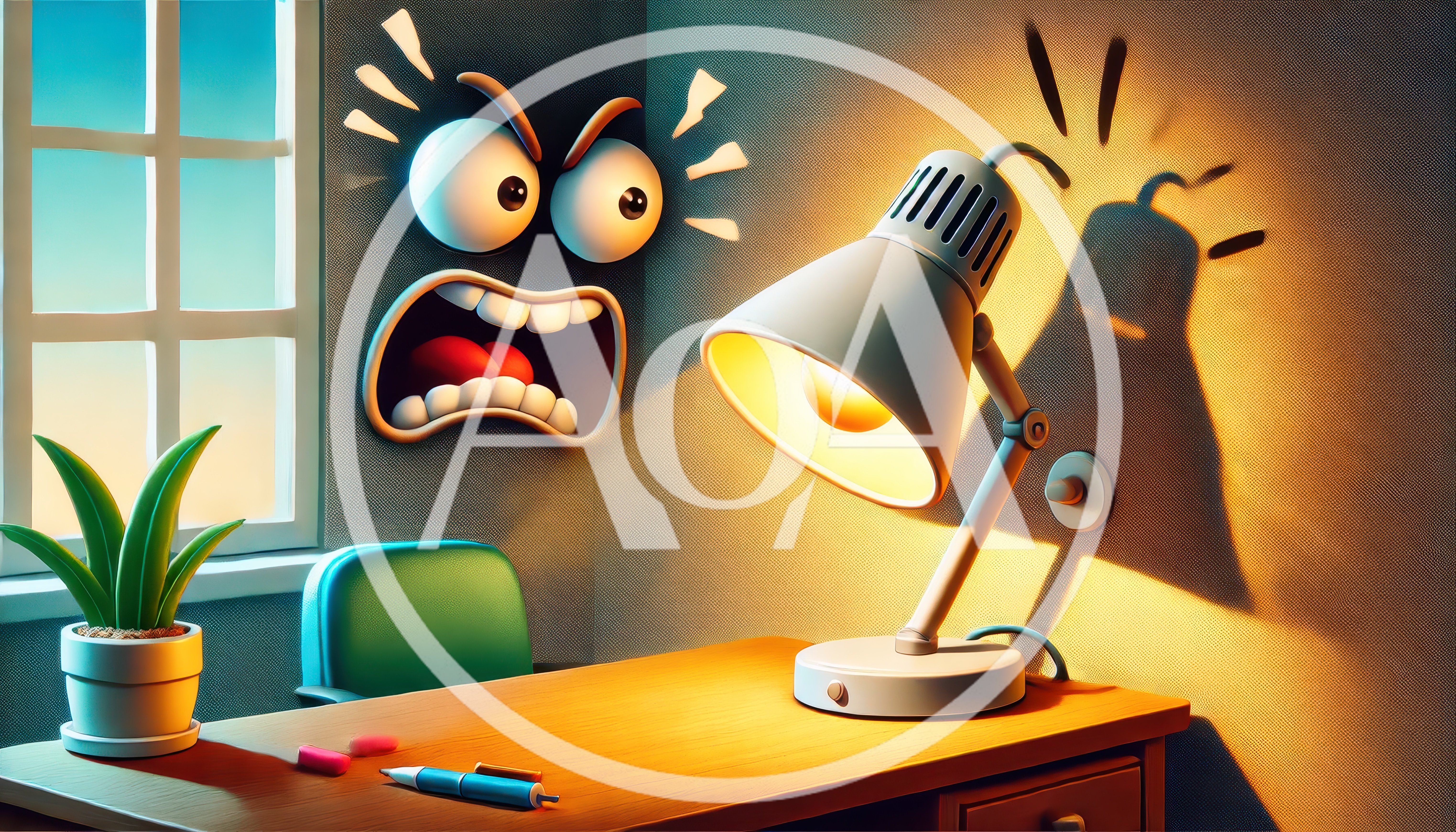 Angry Cartoon Face On Office Wall