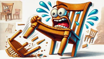 Cartoon Wooden Chair Character Having A Meltdown