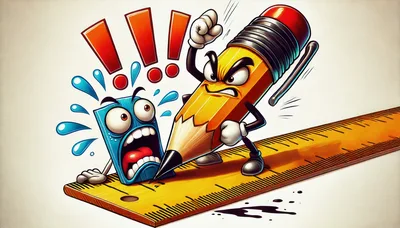 Angry Pencil Character Threatening A Scared Eraser