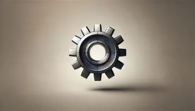Metallic Industrial Gear Floating Against Neutral Background
