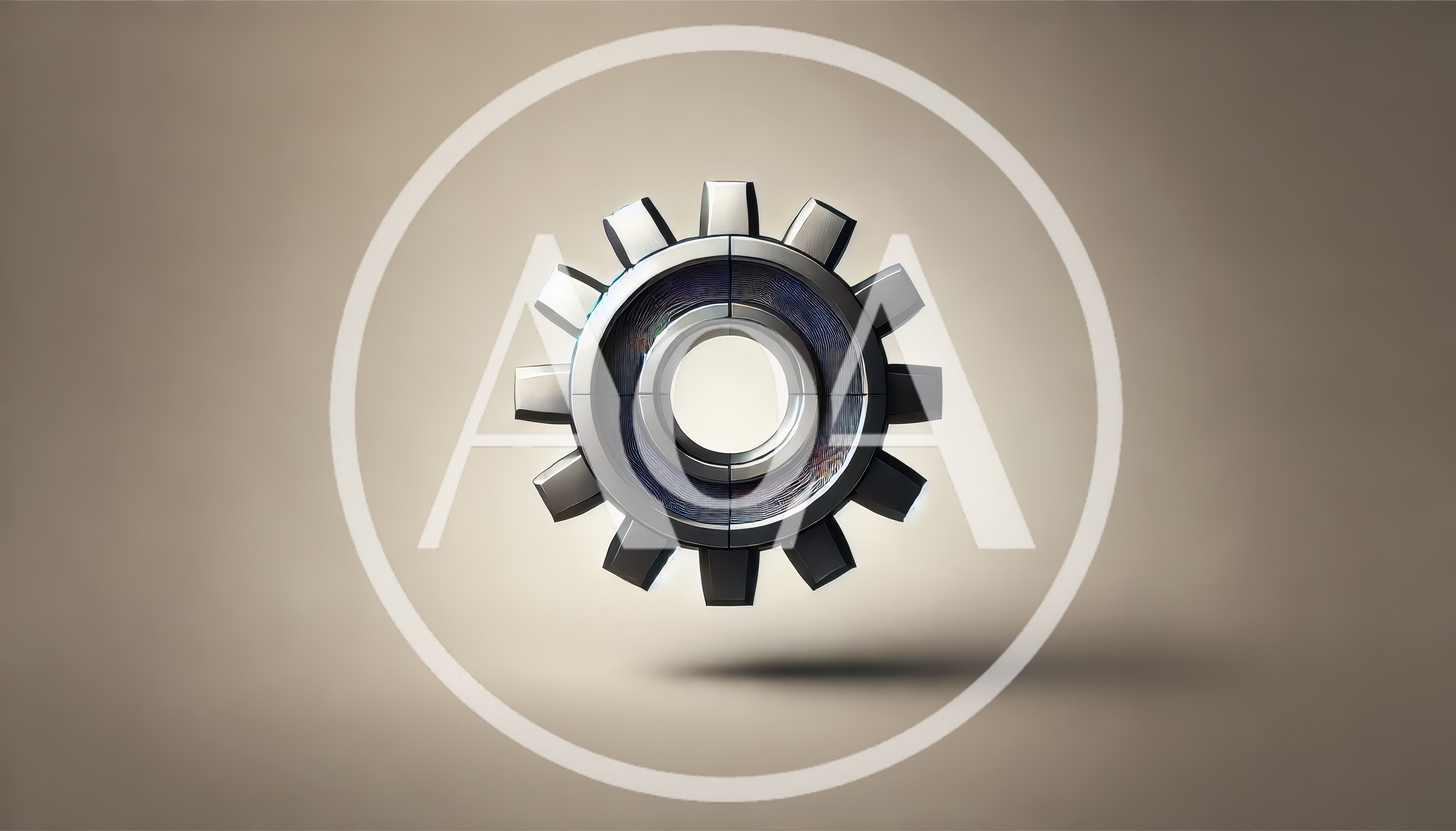 Metallic Industrial Gear Floating Against Neutral Background