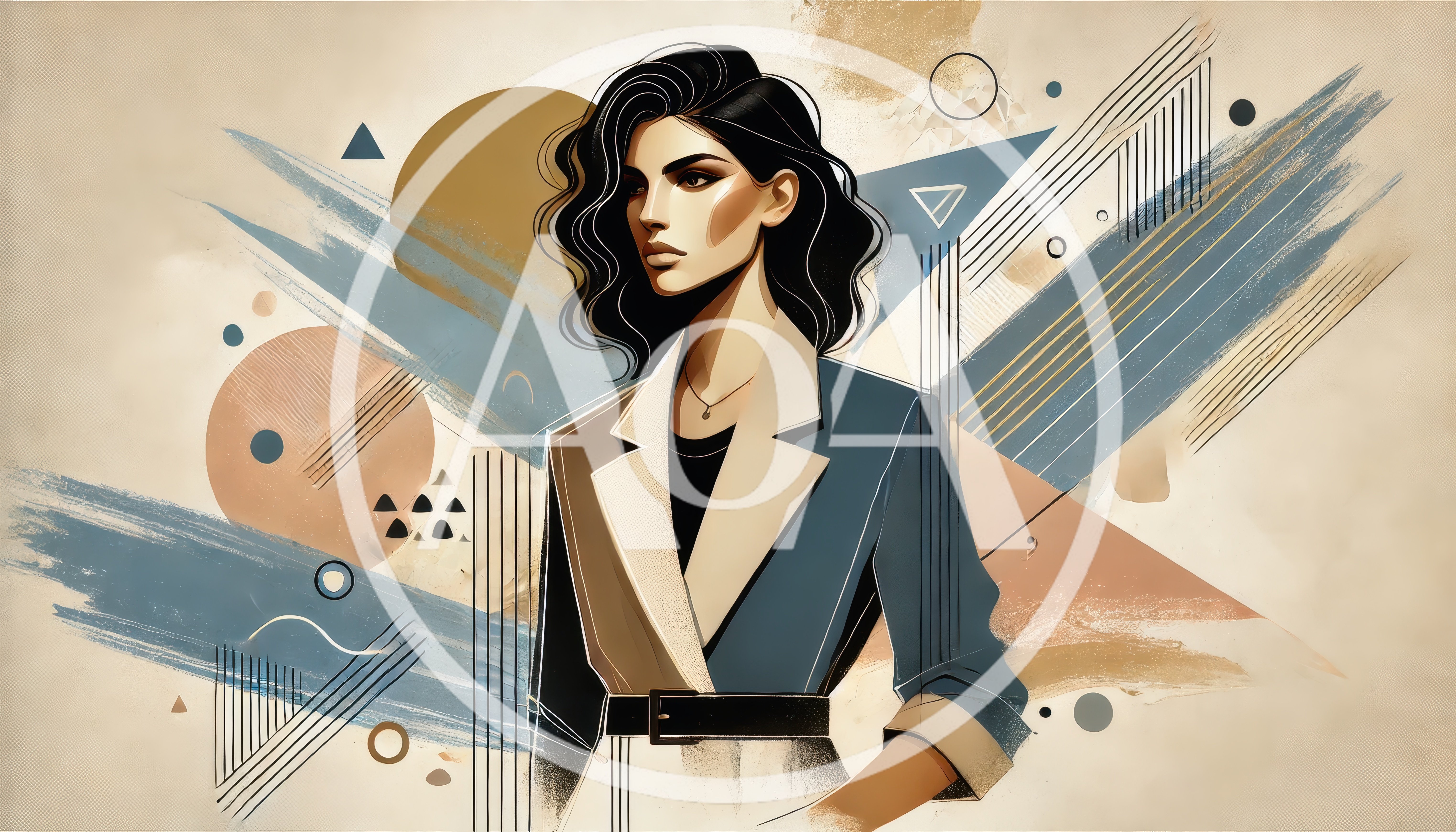 Stylish Woman In Abstract Geometric Fashion Illustration