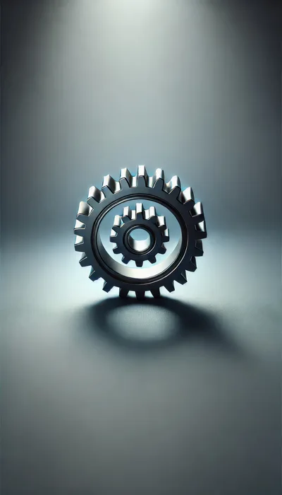 Metallic Gear Mechanism Isolated On Grey Background