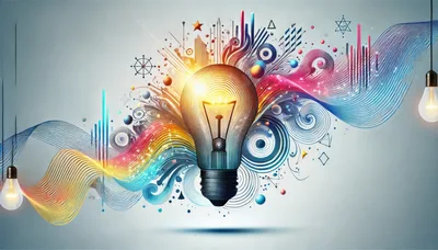 Abstract Light Bulb With Colorful Energy Waves