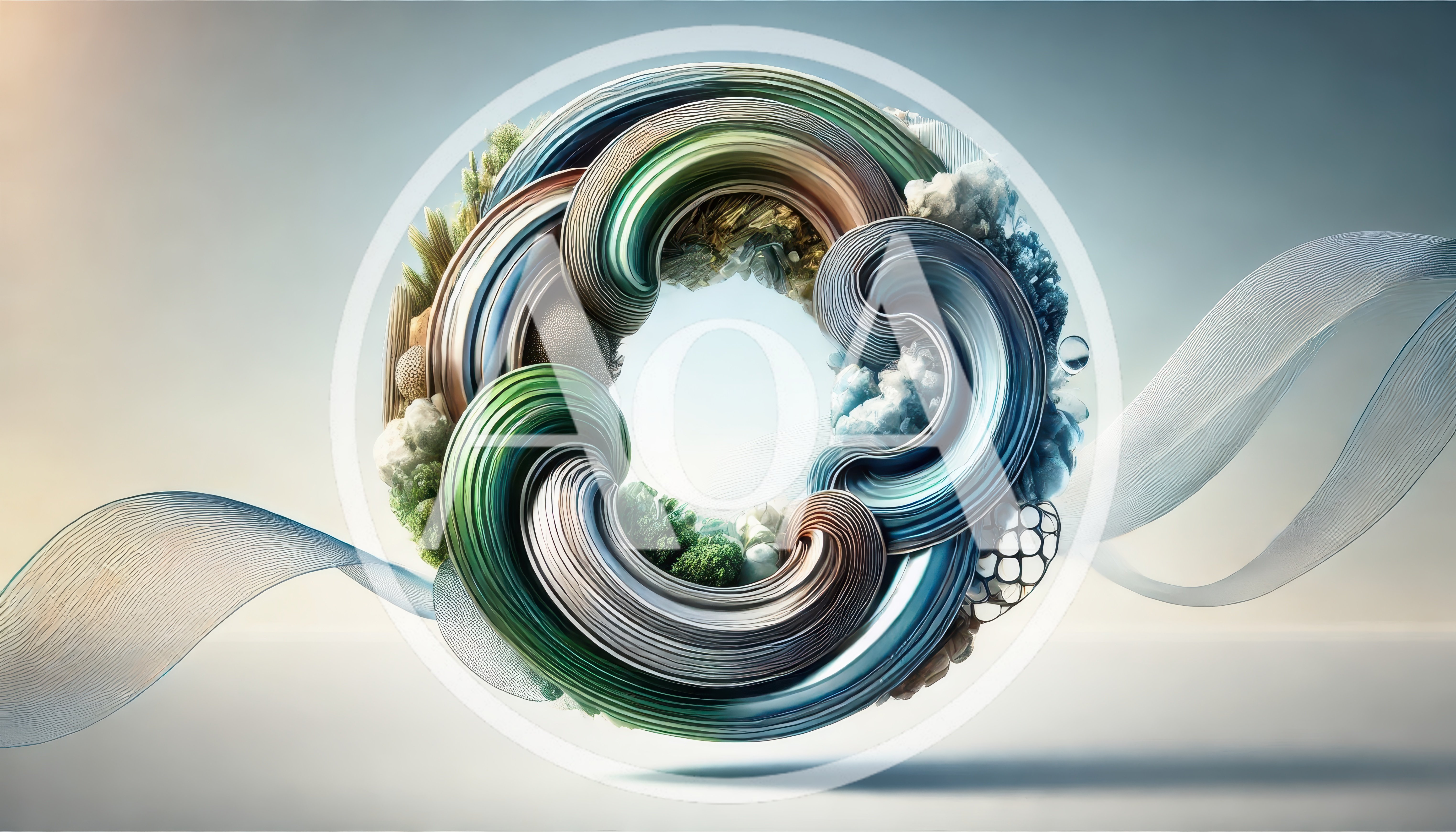 Abstract Circular Flow With Organic And Geometric Elements