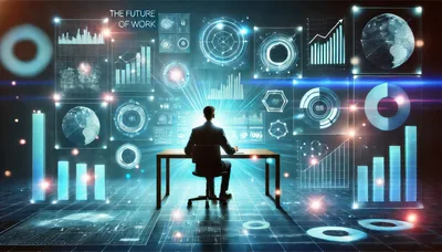 Businessman Working With Futuristic Digital Data Visualization Interface