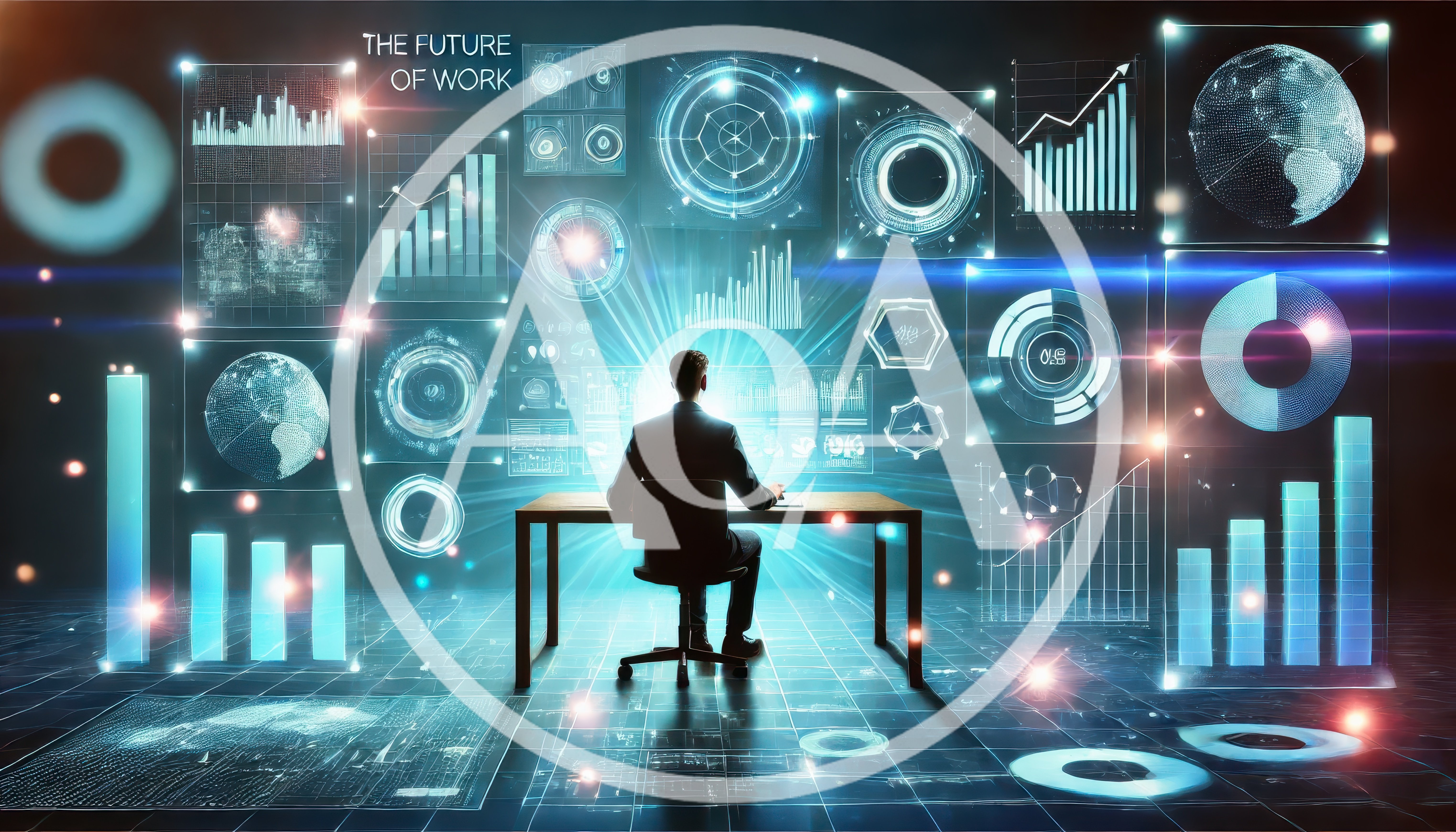Businessman Working With Futuristic Digital Data Visualization Interface