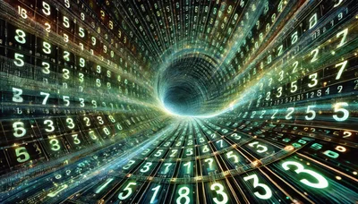 Digital Data Tunnel With Glowing Floating Numbers