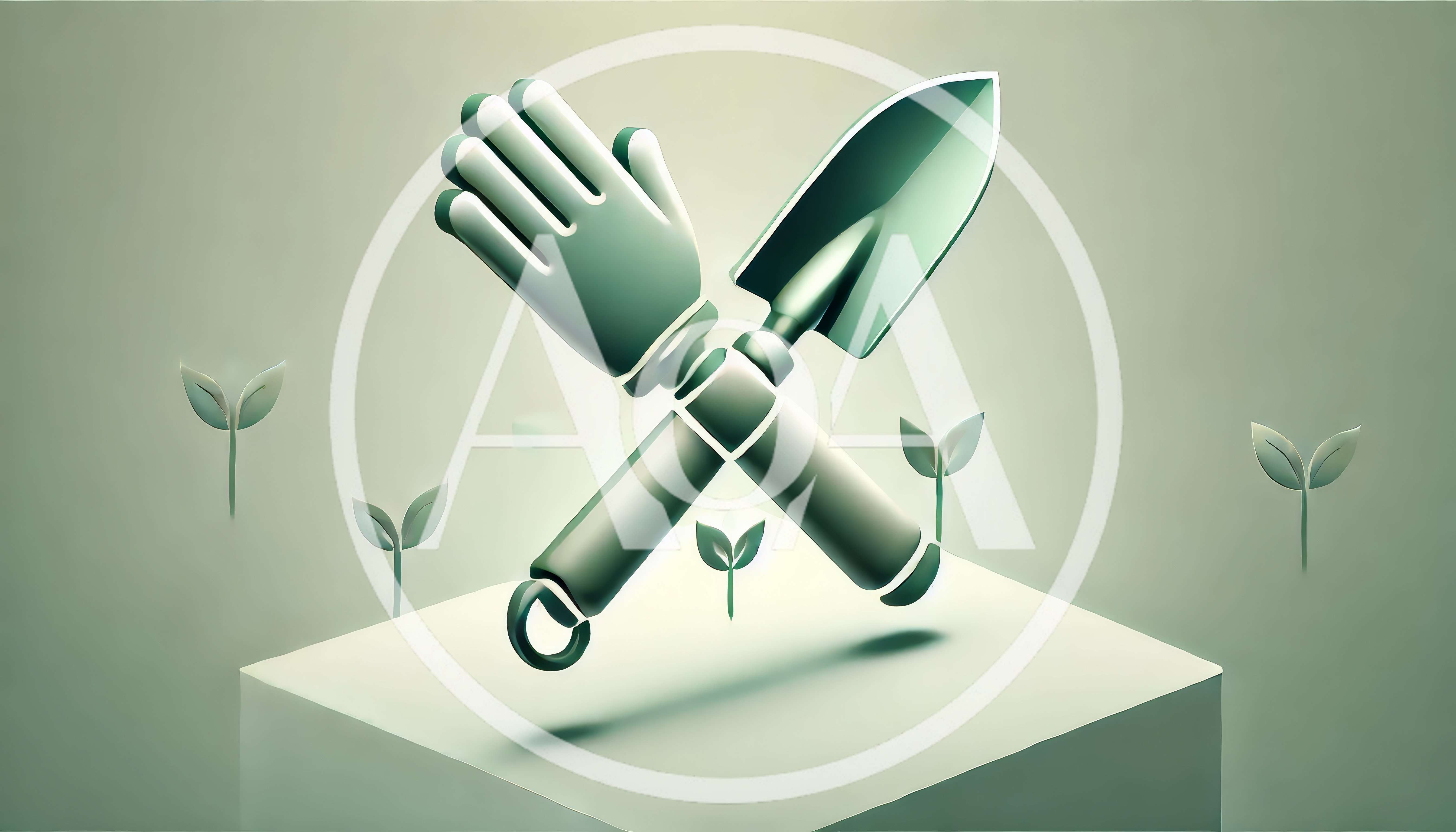 3D Rendered Gardening Tools Icon With Sprout Plants