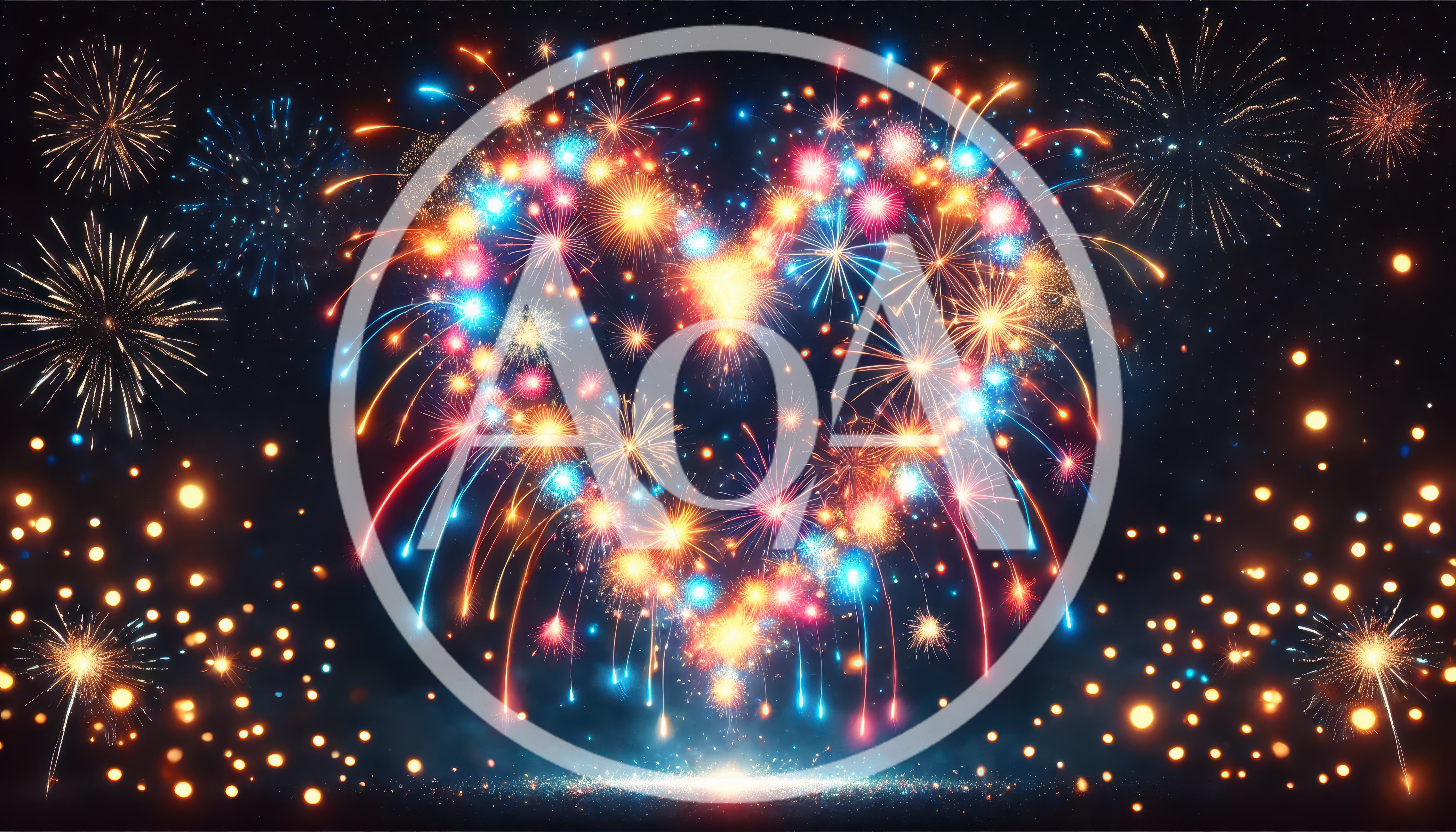 Heart Shaped Fireworks Display In Night Sky