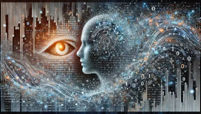 Digital Human Profile With Glowing Eye And Binary Data