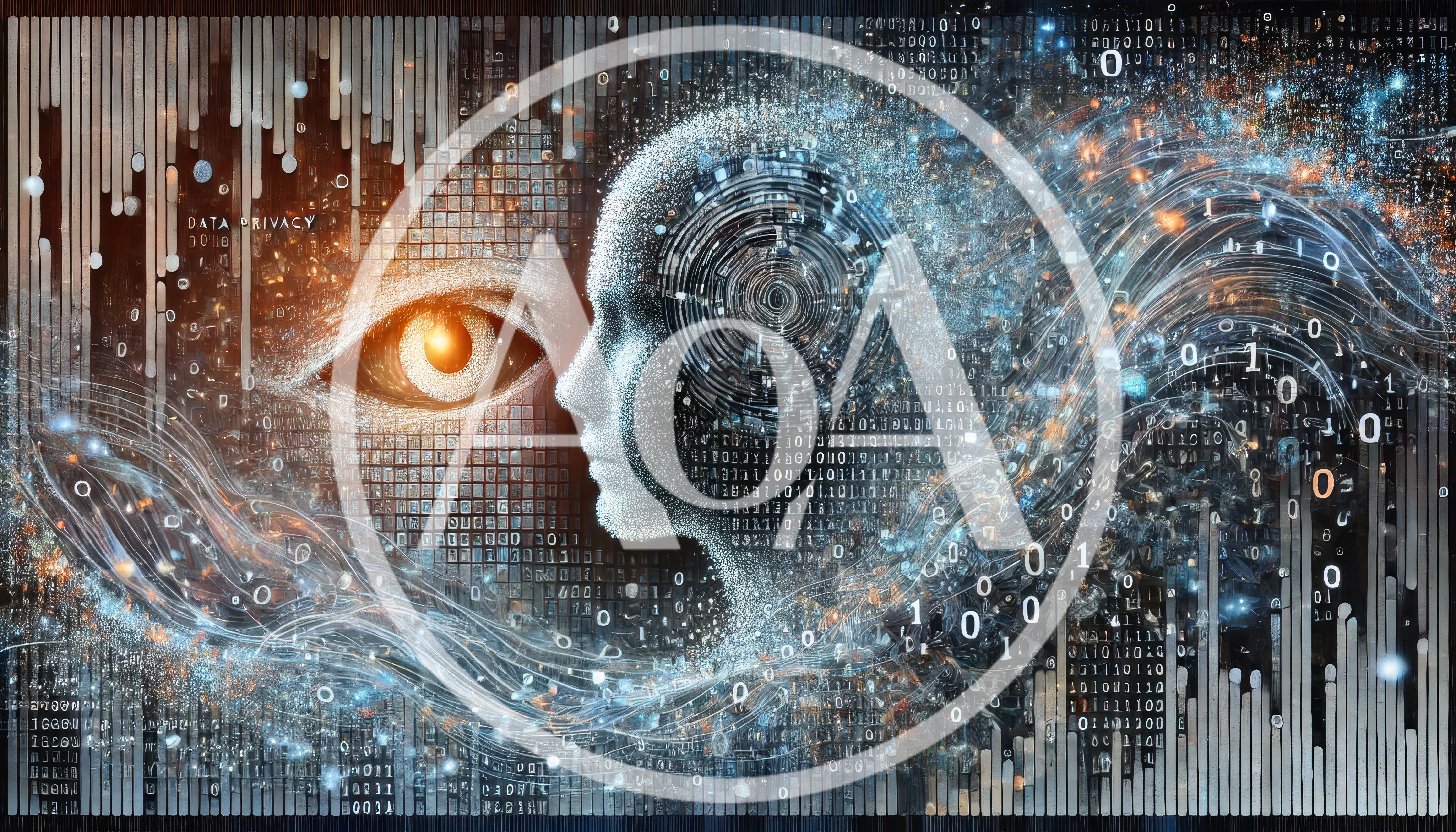 Digital Human Profile With Glowing Eye And Binary Data