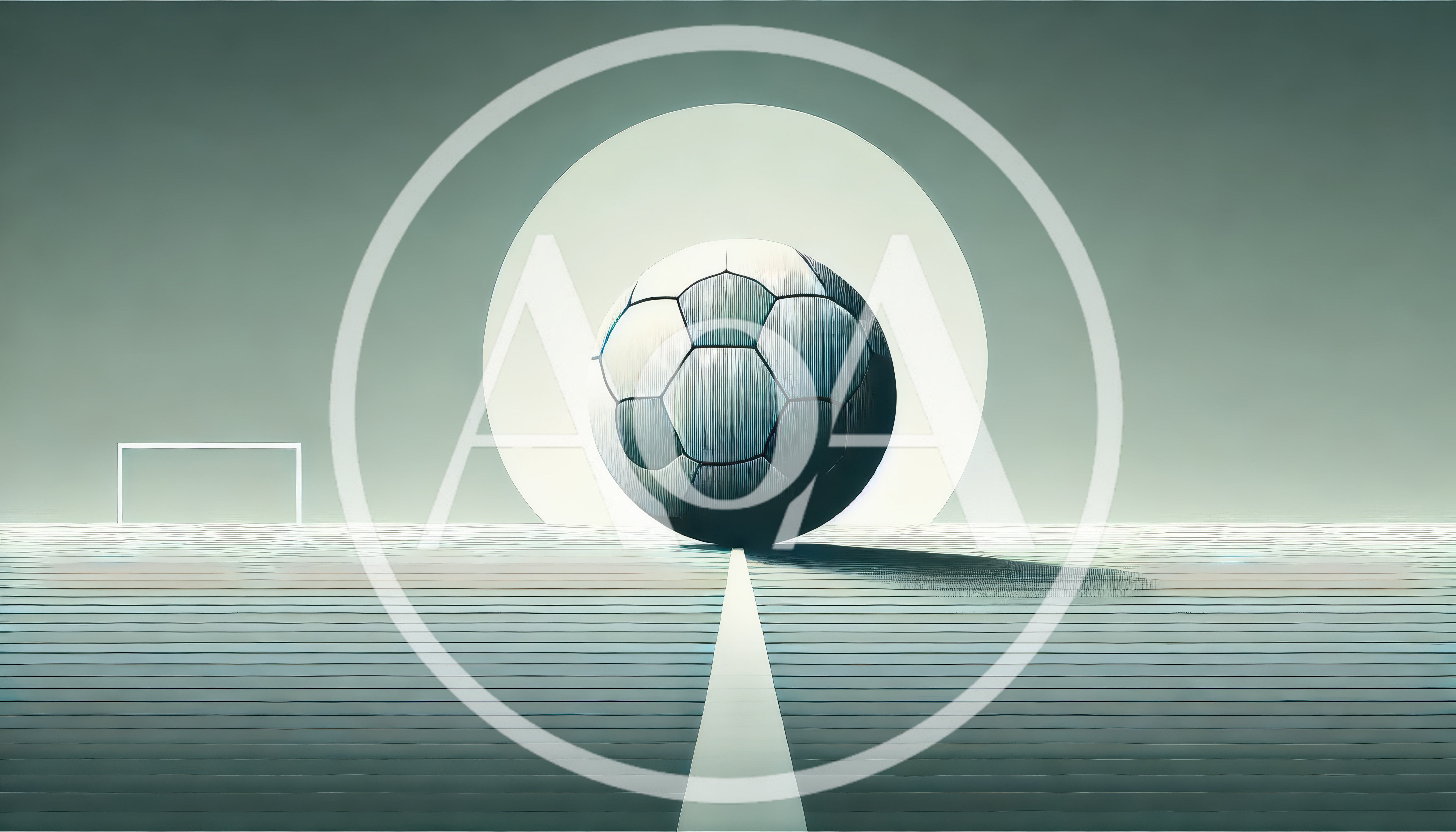 Minimalist Soccer Ball On A Stylized Field