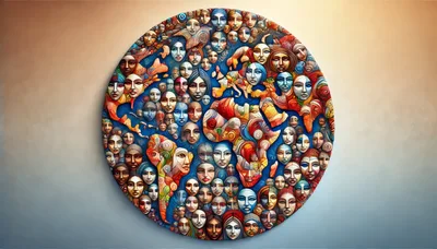 Abstract World Map Composed Of Human Faces