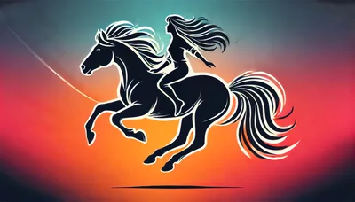 Stylized Silhouette Of A Woman Riding A Galloping Horse