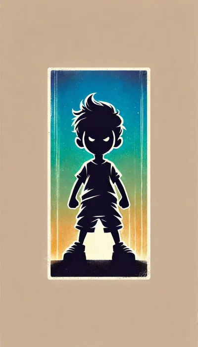 Stylized Silhouette Of An Angry Young Boy