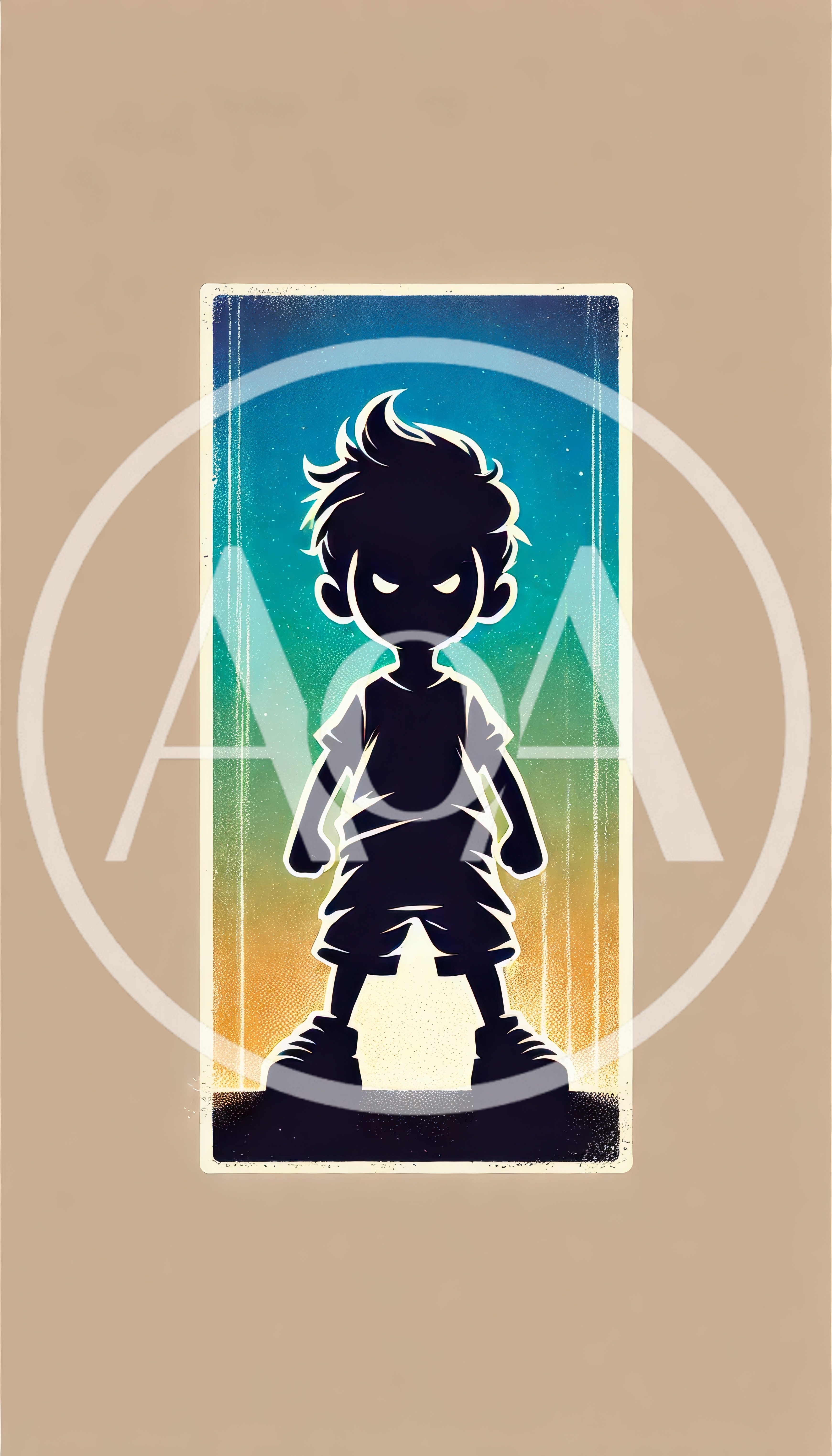 Stylized Silhouette Of An Angry Young Boy