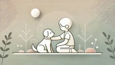 Minimalist Paper Cut Illustration Of A Child And Dog